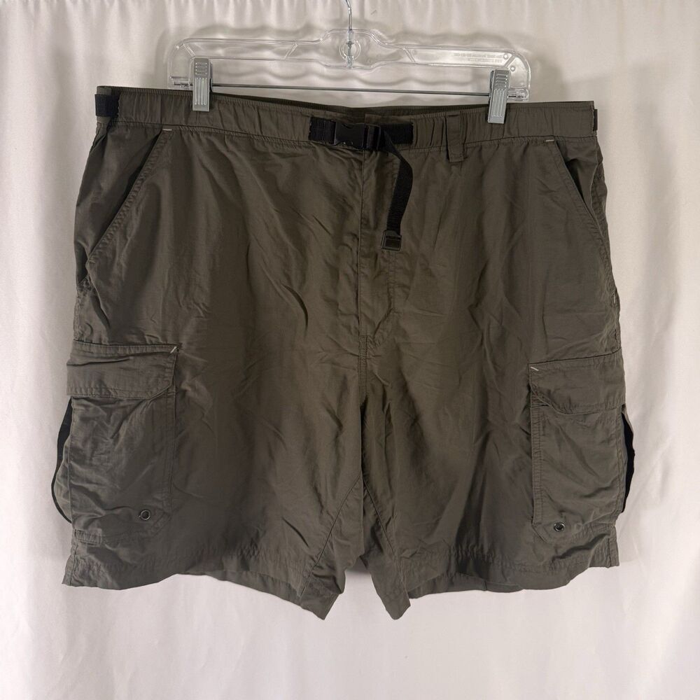 REI Cargo Shorts Men's XL Green Lightweight Nylon Belted Pockets